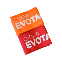 Holdarmbånd i orange, rød med EVOTAG logo